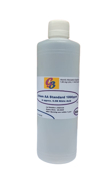 Lithium AA Standard 1000ppm (in 0.5N HNO3) 500ml