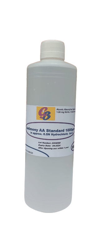 Antimony AA Standard 1000ppm (in 0.5N HCl) 500ml