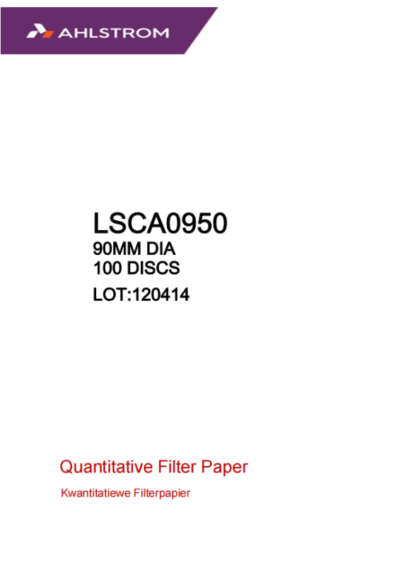 Quantitative Filter Paper Hardened Ashless Grade 95(=542)