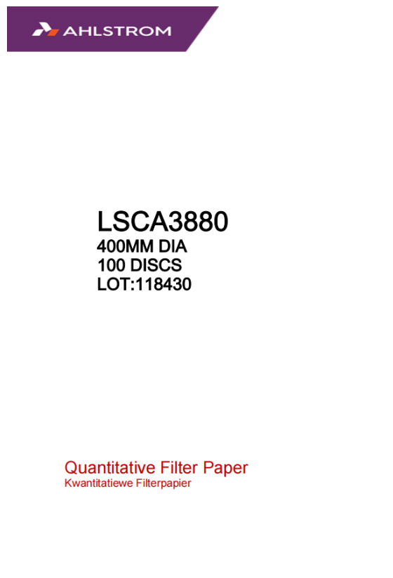 Quantitative Filter Paper Low Ash Grade 388 (=54