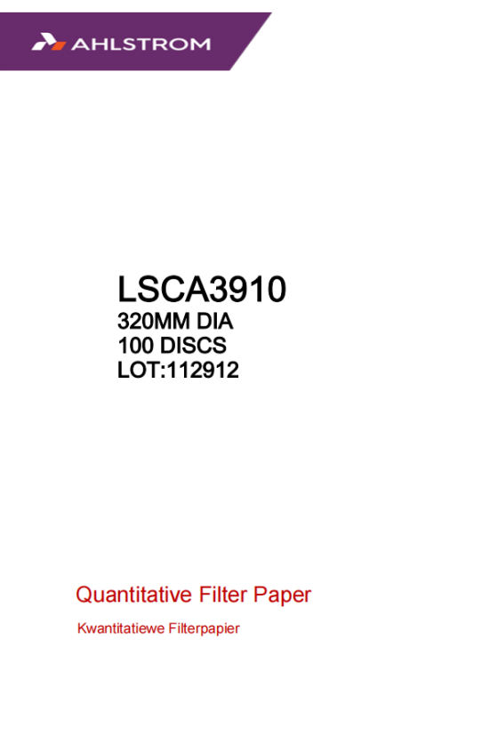 Quantitative Filter Paper Low Ash Grade 391(=50)