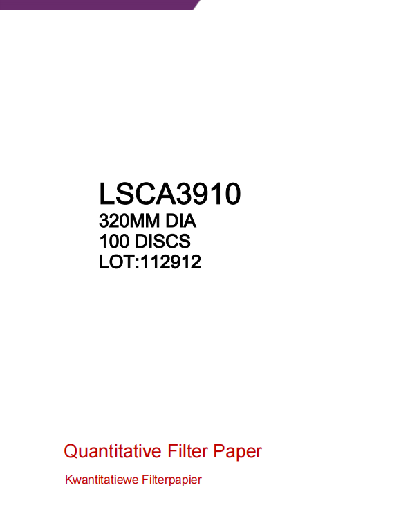 Quantitative Filter Paper Low Ash Grade 391(=50)