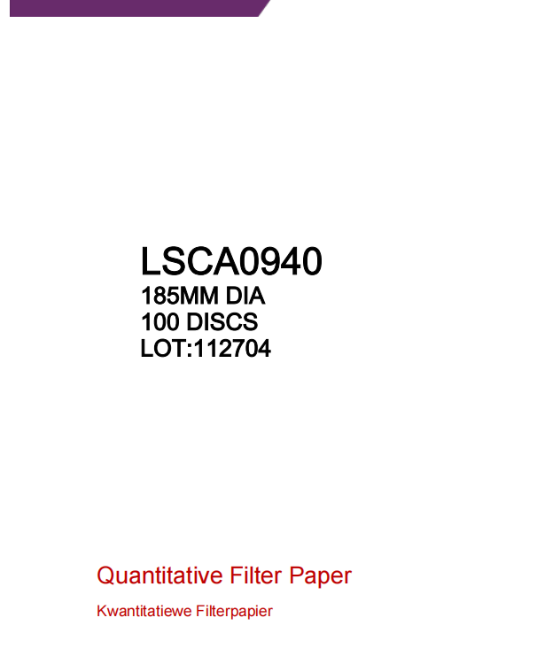 Quantitative Filter Paper Ashless Grade 94(=42)