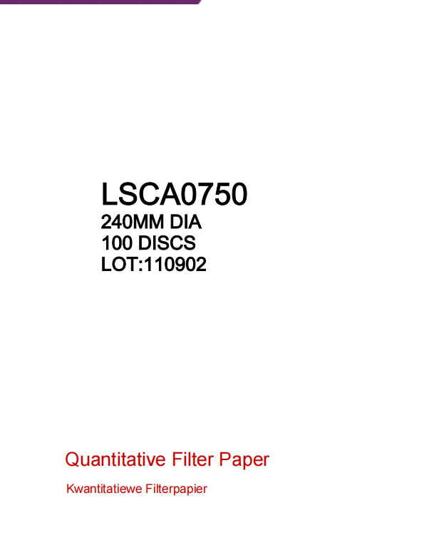 Quantitative Filter Paper Hardened Ashless Grade 75(=540)