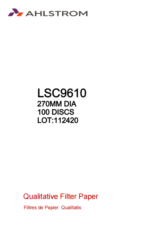 Qualitative Filter Paper Grade 961(=113)